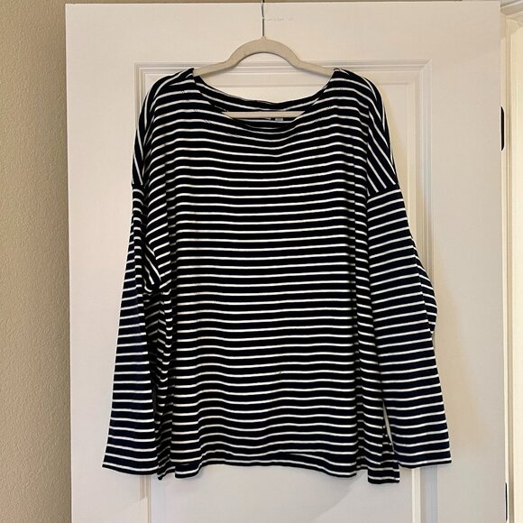 GAP Navy Blue White Nautical Breton Stripe Shirt Top - Picture 1 of 3